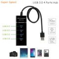 LccKaa USB 3.0 Hub USB Hub 3.0 Multi USB Splitter 3 Hab USB Adapter 4 Port Multiple Expender USB 3.0 Hub for PC（Black）. 