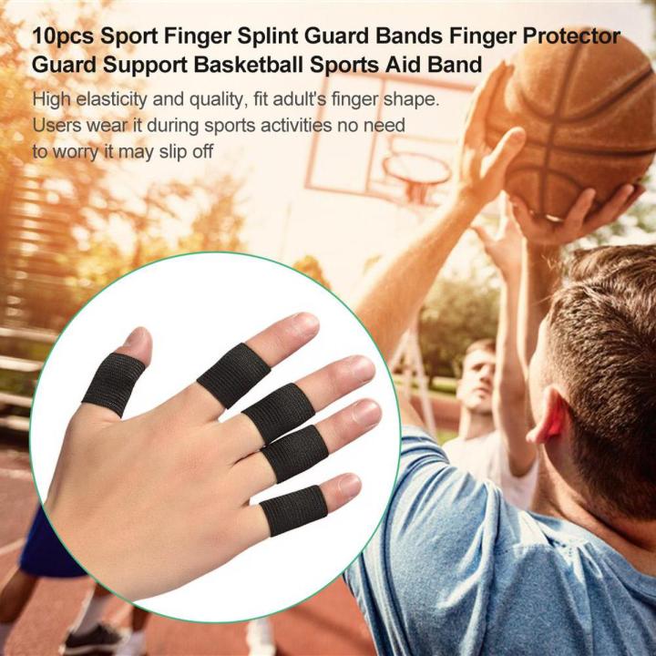 10pcs Sport Finger Splint Guard Bands Finger Protector Guard Support Basketball Sports Aid Band Nylon Black