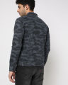 Camouflage Print Slim Fit Denim Jacket. 