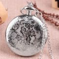 Amour zii Exquise Starry Blue Dial Pendant Silver Hollow Case Quartz Pocket Watch Roman Numerals Retro Watches Souvenir Gift for Men Women. 