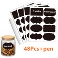 48pcs Removable Blackboard Sticker for Spice Jar Kitchen Jars Bottles Label Sticker with Erasable Marker Kitchen organization. 