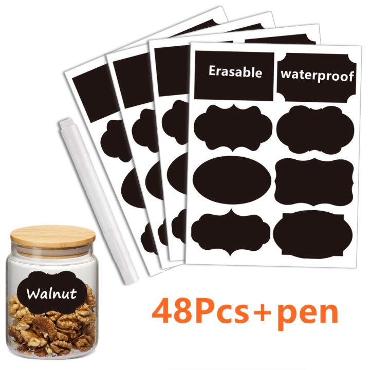 48pcs%20Removable%20Blackboard%20Sticker%20for%20Spice%20Jar%20Kitchen%20Jars%20Bottles%20Label%20Sticker%20with%20Erasable%20Marker%20Kitchen%20organization%20-%20Image%205