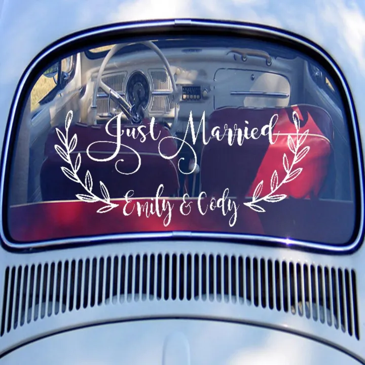 Just Married Decals Wedding Car Stickers Fancy Just Married Vinyl Decal Custom Groom Bride Name Car Rear Window Decor