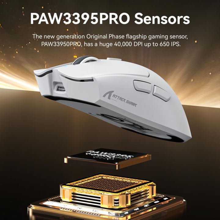 ATTACK%20SHARK%20X1%20Wireless%20Gaming%20Mouse%20with%20RGB%20Charging%20Dock,%20PAW3395%20PRO%20Sensor%20Up%20to%2040K%20DPI,53g%20Ultra%20Light%20Tri-Mode%20Computer%20Mice,1KHz%20Polling%20Rate%205%20Programmable%20Buttons%20for%20WIN/MAC-White%20-%20Image%202