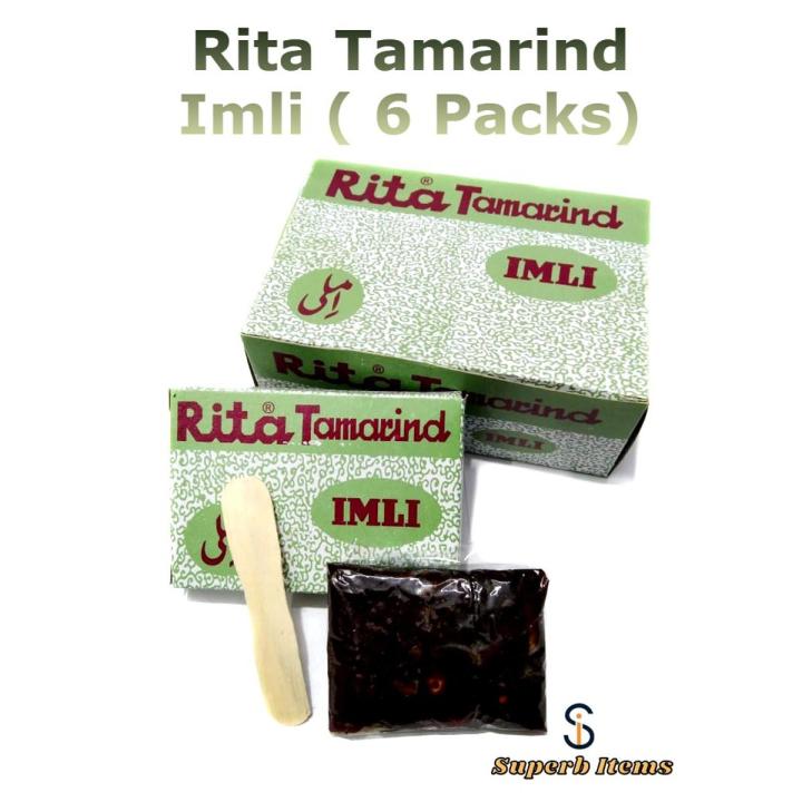 Rita Tamarind Imli (6 Packs) / Chat Pati Imli / Khatti Meethi Imli / Sweet & Sour Childhood Rita Tamarind Imli