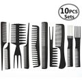 M.sale 10 pieces Black Professional Combs Hair Salon Hair Styling Barbers Comb Set Kit Rat Tail Comb Special Offer Professional Comb Set. 