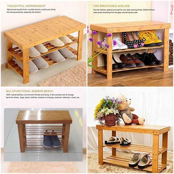 NS - Wooden 2 Layer Shoe Rack