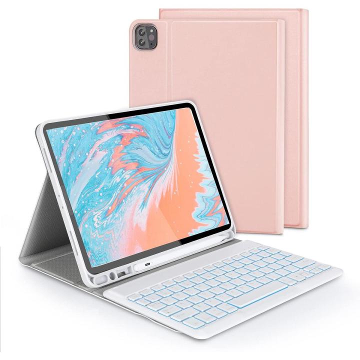 Backlit Keyboard Case Compatible with iPad Pro 11-inch (4th / 3rd / 2nd / 1st Generation) 2022/2021/2020/2018 - Detachable/Magnetic Removable Bluetooth Keyboard 7 Colors Backlight US Layout with Cover Also Fit iPad Air 5th/4th Gen 10.9 Rose Gold