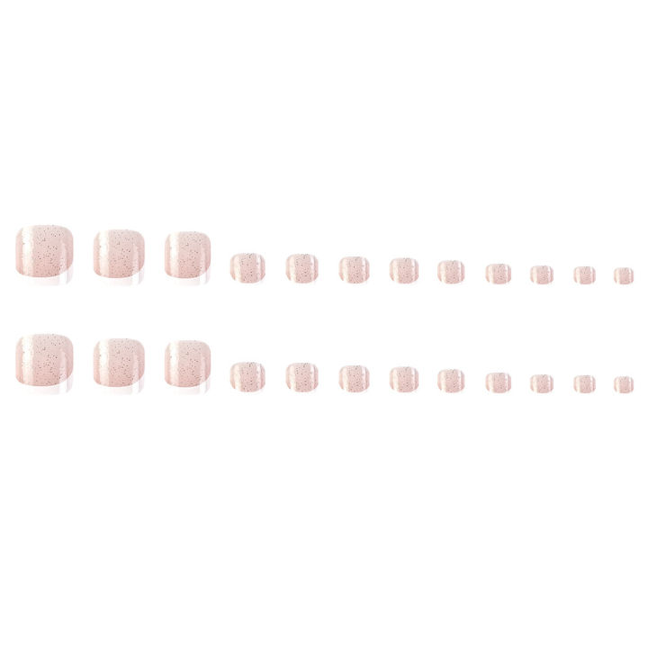 SUMMER%20JZJ%2024%20pcs%20Nail%20Art%20Patch%20Glitter%20Powder%20Simple%20White%20Edge%20French%20Toenail%20Fake%20Nail%20Patch%20Foot%20Wear%20Nails%20-%20Image%206