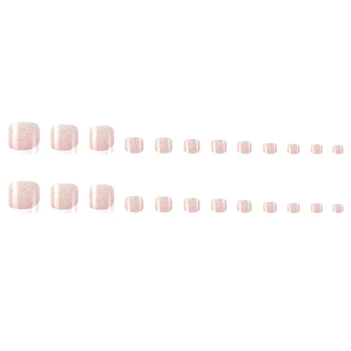 SUMMER%20JZJ%2024%20pcs%20Nail%20Art%20Patch%20Glitter%20Powder%20Simple%20White%20Edge%20French%20Toenail%20Fake%20Nail%20Patch%20Foot%20Wear%20Nails%20-%20Image%206