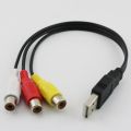 1Pc Usb Male Plug To 3 Rca Female Adapter Audio Converter Video Av A/V Cable Usb To Rca Cable For Hdtv Tv Television Wire Cord. 