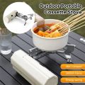 Camping Gas Stove Portable Folding Cassette Stove Outdoor Hiking BBQ Travel Cooking Grill Cooker Gas Burner Food Heating Tool Kitchen Gadgets - Khaki With Baking Tray. 