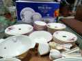Melamine/Plastic Dinner Set White Rose Double Glaze Heavyweight 8 Persons Serving 80 Pcs Set. 
