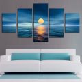 5 Piece Wall Frame Canvas Painting Sunset Blue Water Wall Art Home Decoration Canvas Prints Poster Wall Art Home Décor For Living Room Decoration. 