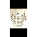 Silver Karahi SET with lid 3 Pieces set (metial polish) Cooking material. 