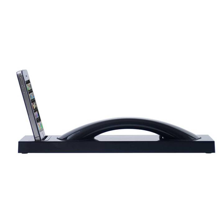 Native Union MM03 Curve Wireless Bluetooth Handset with Base – Premium Black Gloss Finish for Mobile and VOIP Communication – Sleek Black Handset