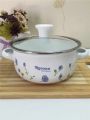 Reoona 1L 1.5L 2L Stainless Steel Kitchen Mixing Food Storage Bowls Cooking Tools Enamel Casserole Pots Set Mini Kitchen Utensil With Glass Cover 3 Pcs. 