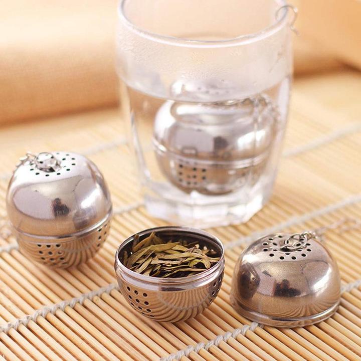 [High Quality] Spice, Herb,Tea and Seasoning Filter Ball with Hanging Hook - Stainless Steel Ball Tea Infuser Mesh Filter Strainer w/hook Loose Tea Leaf Spice Ball with Rope chain Home Kitchen Tools , tea ball strainer , tea ball infuser , tea ball
