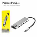 6-in-1 USB-C Hub Multi-port Adapter USB Type C Hub Adapter Dock with 4K HDMI RJ45 Ethernet Lan USB Charge. 