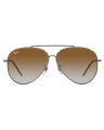 Ray-Ban Reverse Aviator Metal Polished Gunmetal Frame Brown Gradient Lenses-RBR0101S-004/CB-59. 