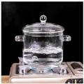 Techmanistan Heat Resistant Clear Glass Pot, Stovetop Glass Cooking Pot with Lid, Clear Pots for Cooking, Glass Soup Porridge Pot Microwave Glass Pan. 