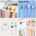 Pack of 10 Silicone Thumb Wall Hooks - Creative Multi-Function Self-Adhesive Clips for Cable Organization and Key Hooks. 