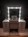 Stylish Aesthetic Wooden Dressing Table with Mirror and 10 Drawers - Vanity Mirror Dressing Table for Girls and Women. 