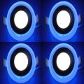 6 watt 3+3 LED Round Panel Light Ceiling POP Down Indoor Light LED 3D Effect Lighting (Double Color) White and outer Pink /Green /Blue And Rgb Pack of 4. 