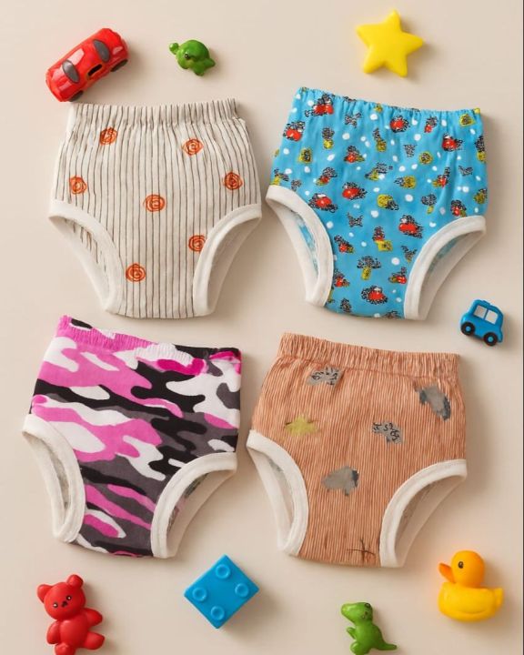 Reusable Cotton-Polyester Blend Baby Training Pants, Adjustable Leak-Proof Design, 0-18kg, Fits 0-3 Years - Animal/Car/Transport Print