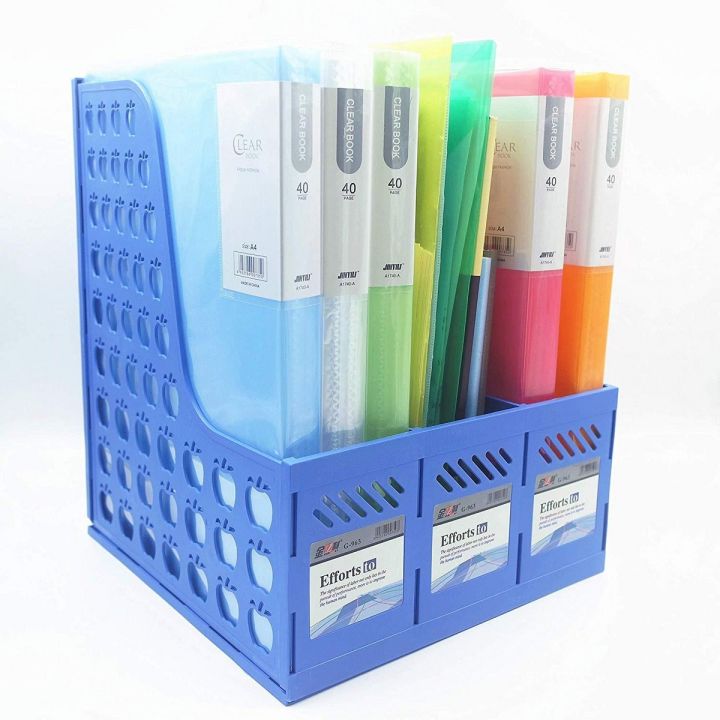 Multi-function Plastic Storage Hanger 3 Section Divider File Paper Magazine Rack Holder Office Home Desktop Book Box Bookshelf