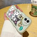 chenyyka For OPPO A16K A16E Case Cartoon Cute Kuromi Pattern Colorful Lovely Cream Wave Border Soft Clear Shockproof Phone Cases Creative Camera Transparent Casing Simple Gentle Protective Cover. 