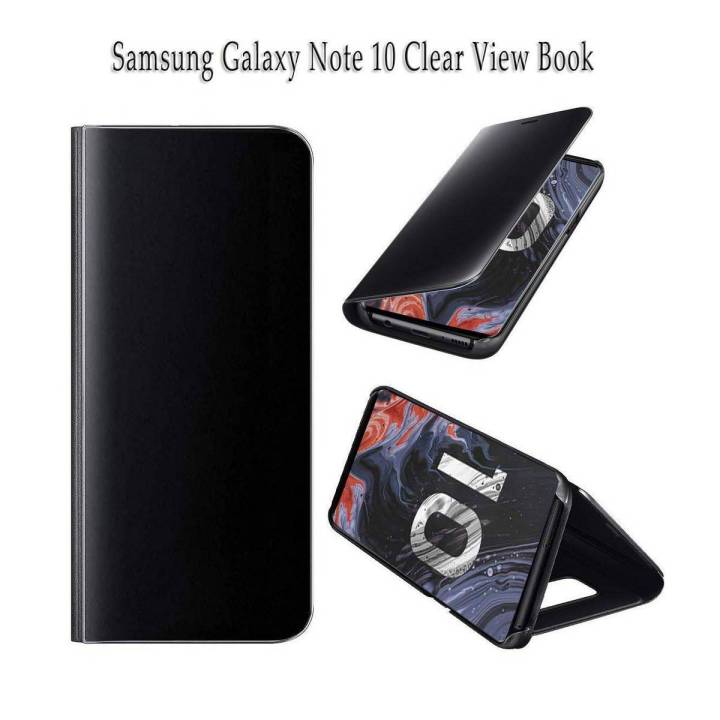 Samsung Galaxy Note 10  Clear View Book Case-Samsung Galaxy Note 10 Book Cover -Samsung note 10 Clear Mirror View Flip case cover