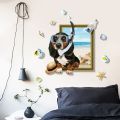 furniture and decoration Miico Creative 3D Cartoon Summer Diving Dog Frame PVC Removable Home Room Decorative Wall Floor Decor Sticker. 