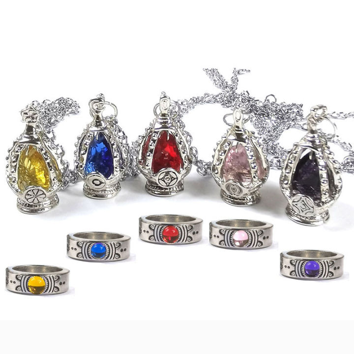 Anime Tomoe Mami Kaname Madoka Soul Gem Cosplay Costumes Necklace Pendant Ring Suit Unisex Necklaces Accessoies Props Jewelry