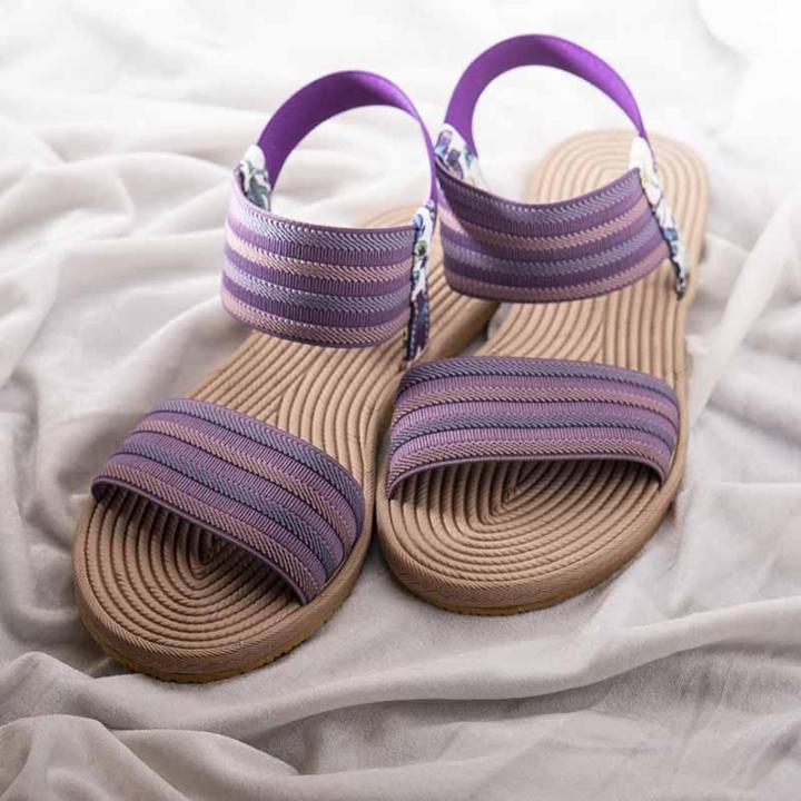 Ladies - Basic Adhesive Sandals - Blue & Purple