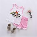 Printed Power Girls T-Shirt and Shorts For Kids Summer clothes Round Neck - Stylish Kids' Summer Fashion. 