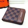 Wallet for Men | Boweisi Style High-Quality Wallet | Check Design Wallet | Spacious Wallet | Top Zipper | Cardholder. 