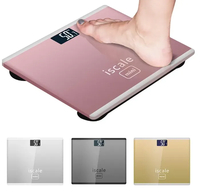 Iscale Digital LCD Electronic Tempered Glass bathroom weighing Scale