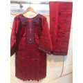Embroidery two PCs suit in khadi for women winter collection. 