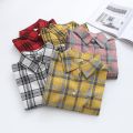 Plaid Shirt Women's New Spring and Autumn Clothing Long Sleeve Loose Korean Style Shirt Retro Hong Kong Style Top. 