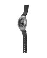Casio G Shock Metal Covered Silver/Black Round Analog+Digital World Time Multi-Function Black Resin Band Watch-GM-2100-1ADR. 