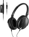 Saxhorn Active Noise Cancelling Over-ear Headphones with Inline Microphone and Carrying Case, Lightweight Travel Headset, Black, Wired. 