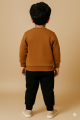 Brown “Happy Bear” Cozy Winter Tracksuit – Soft Fleece Sweatshirt & Jogger Set for Kids. 