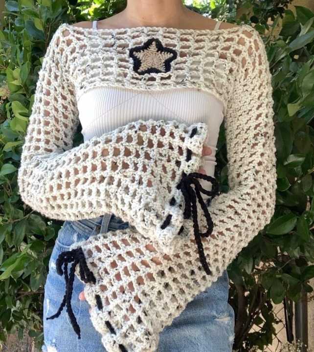 crochet%20mesh%20long%20sleeve%20crochet%20top%20and%20shrug%20in%20beige%20colour%20-%20Image%202
