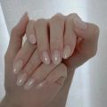 24pcs Pearlescent False Nails With Designs Aurora Nails Press On Short Almond Round Nails Full Cover Artificial Nail Tips. 