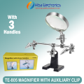 Helping Hand Soldering Stand TE-801/ TE-805 5x (With out Light) for solder work magnifying glass 4x 12x portable with Light. 