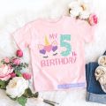 It's My 2-9th Birthday Numuber T-Shirt Kawaii Unicorn Eyelashes Cartoon Pink Kids Clothes Girls T Shirt Short Sleeve. 