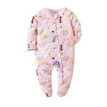 Baby onesies, long-sleeved zippers, fart clothes, crawling clothes, foot wrapping pajamas, baby clothes, summer air-conditioned clothes. 
