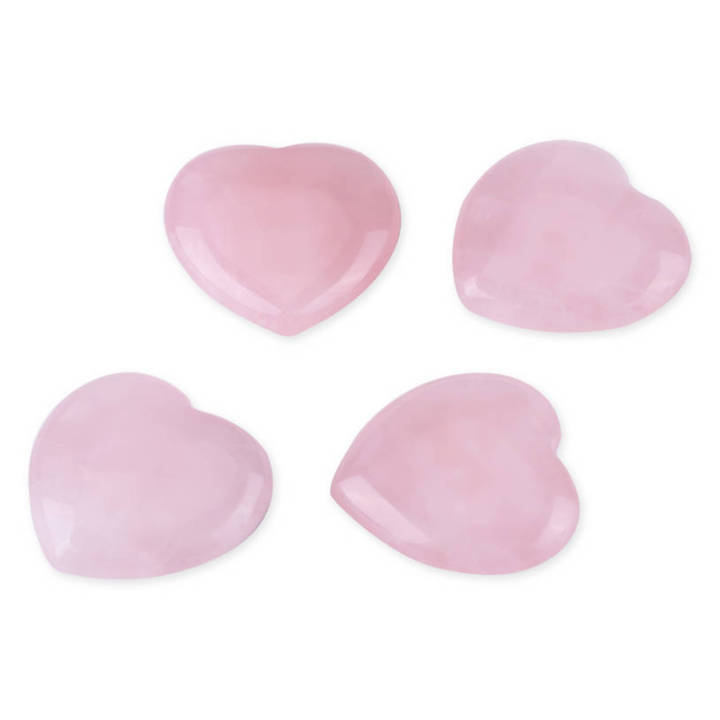 4 * Natural Rose Quartz Heart Shaped Crystal Carved Healing Gemstone Best Gift