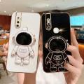 For Vivo V15 Back Cover with Cartoon Astronaut Folding Stand Luxury 6D Plating Frame Shiny Cases Soft Silicone Square Protective Mobile Phone Case. 